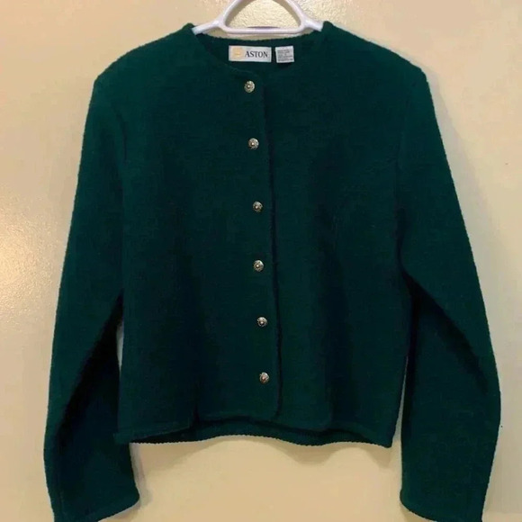 Aston 100% boiled wool, button down jacket, in a gorgeous shade of green - Picture 3 of 8